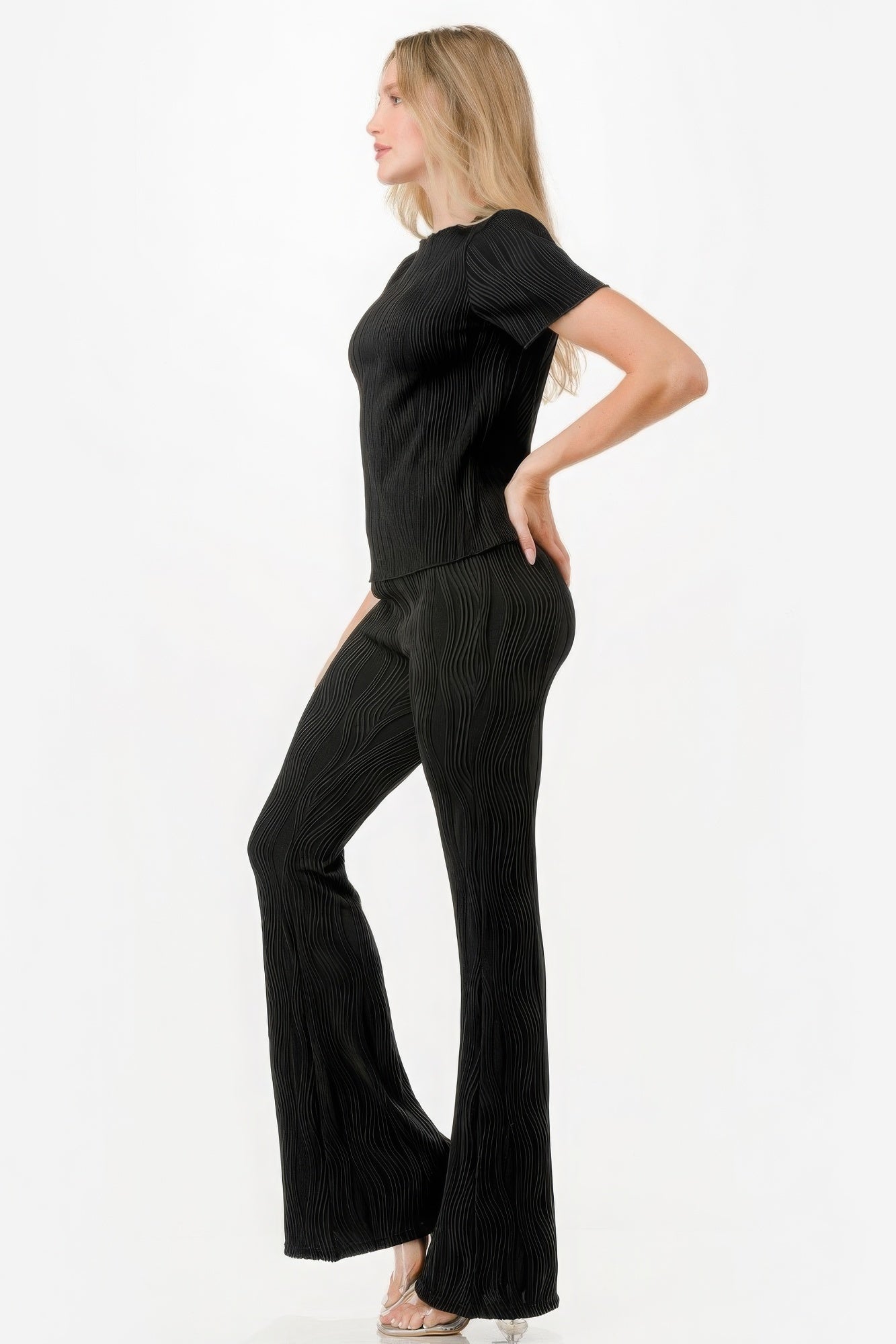 Pretty Pleated Flare Pants Set